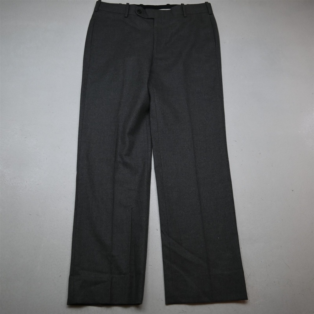 Tom James 34x32 Gray Flannel Wool Flat Front Classic Dress Mens Pants